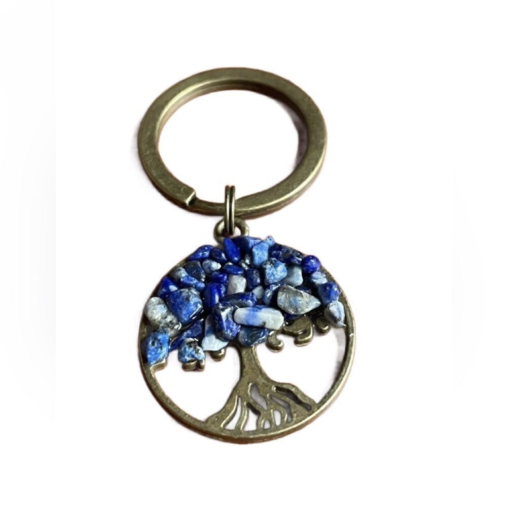 Tree of Life Natural Blue Stone (Sodalite) Keychain - Picture 2 of 16